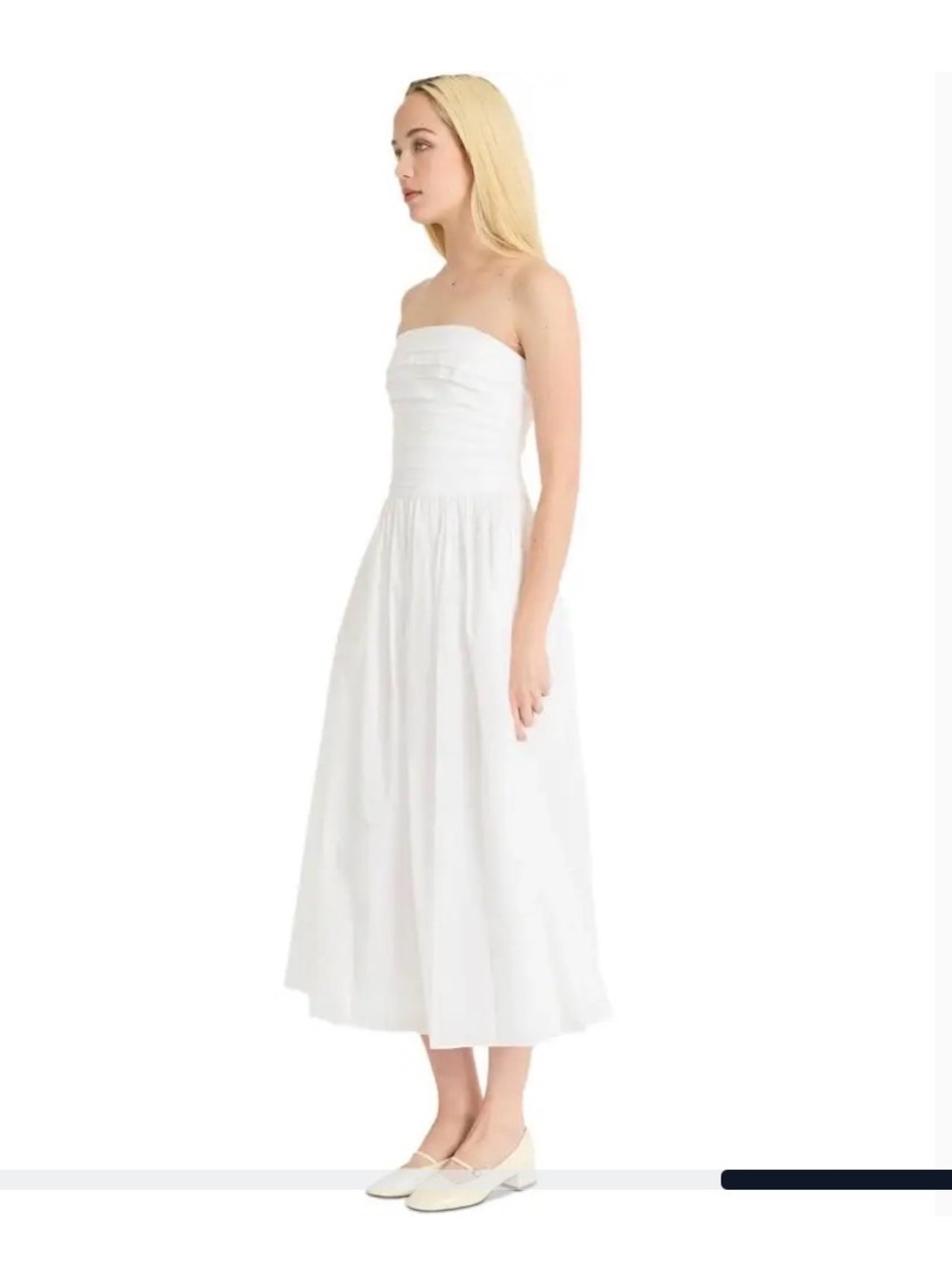 Cotton White Bridal Strapless Midi Dress